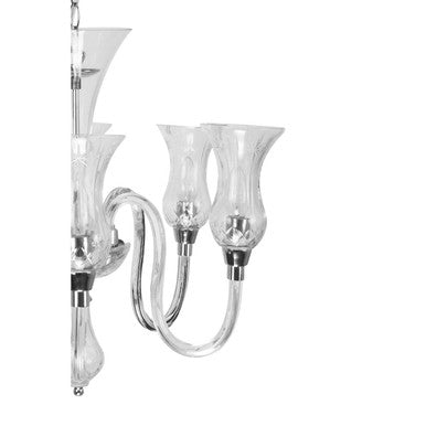 Abelia Glass & Chrome 6 Arm Chandelier