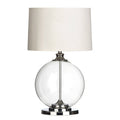 Edna Round Glass Table Lamp With White Linen Shade