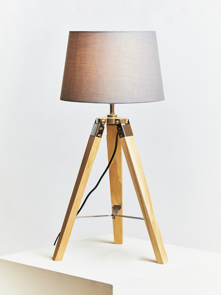 Hadson Tripod Table Lamp With Light Wood Base