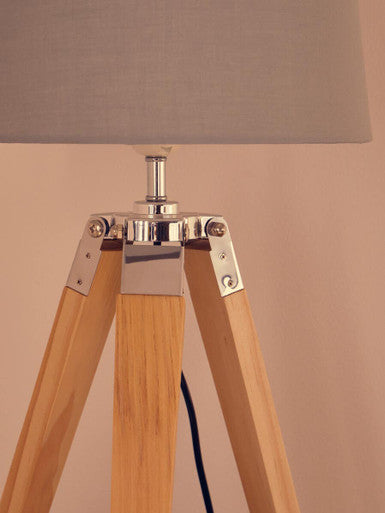 Hadson Tripod Table Lamp With Light Wood Base