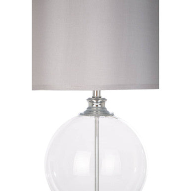 Edna Small Clear Glass Table Lamp With Silver Silk Shade