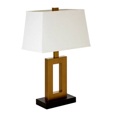 Leora White Fabric Shade With Gold Frame Table Lamp