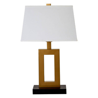 Leora White Fabric Shade With Gold Frame Table Lamp
