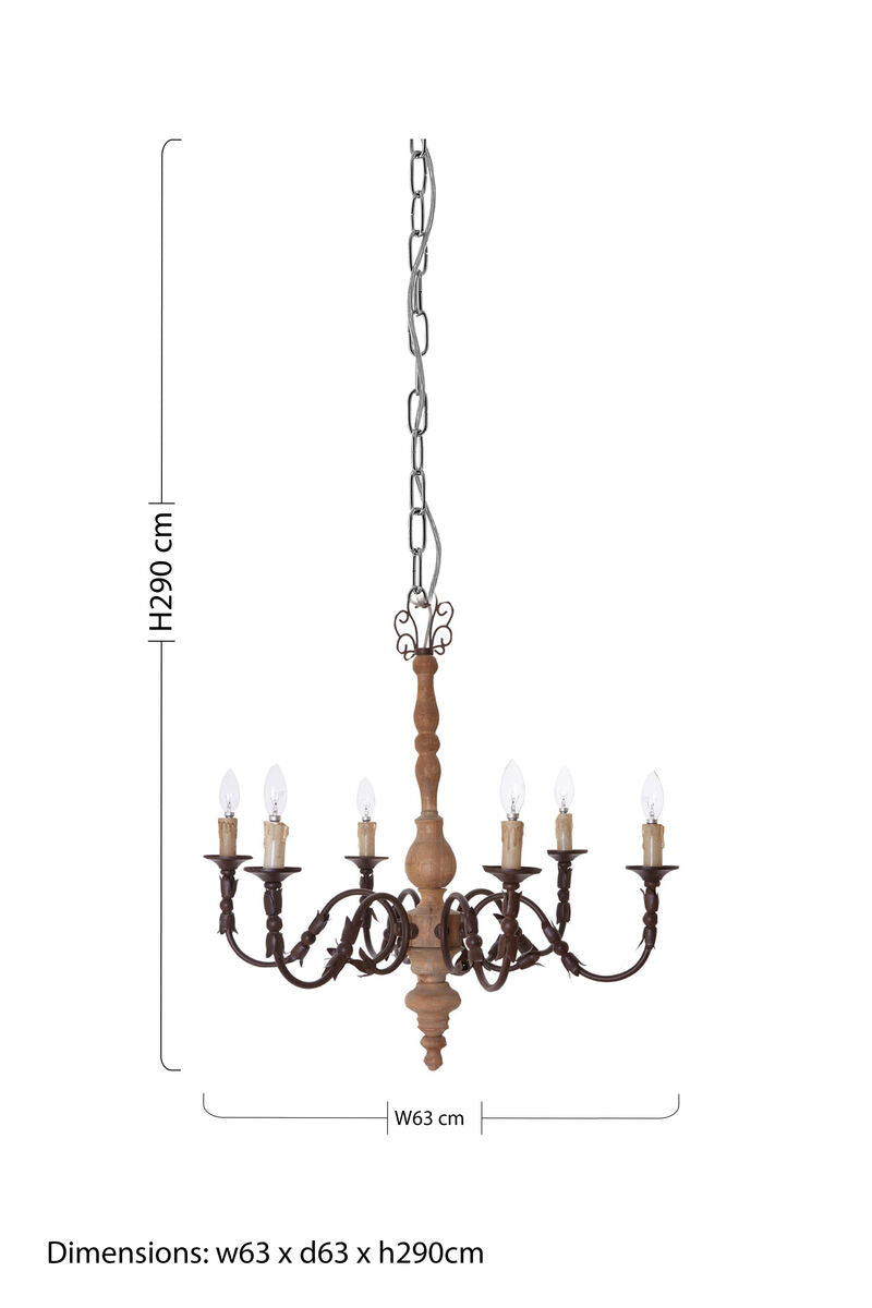 Paulette 6 Arm Black Modern Chandelier