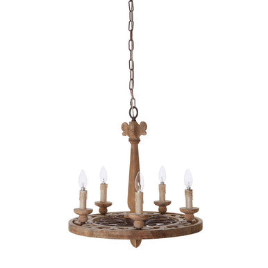 Paxton 5 Arm Linen Brown Chandelier
