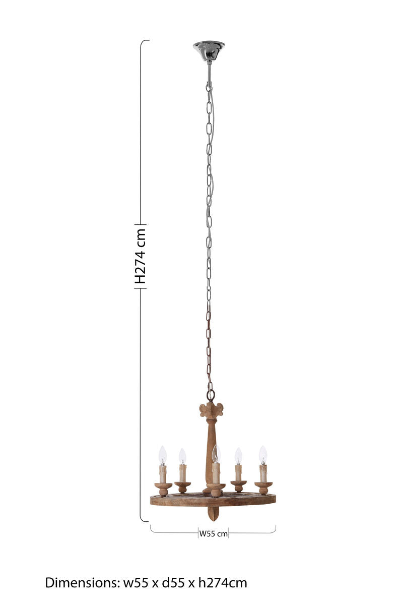 Paxton 5 Arm Linen Brown Chandelier