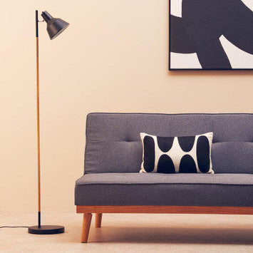 Bryant Black Metal & Wood Floor Lamp