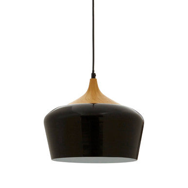 Blayne Black Metal & Wood Pendant Light