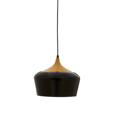 Blayne Black Metal & Wood Pendant Light