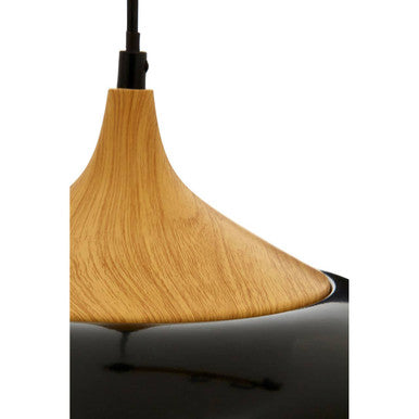 Blayne Black Metal & Wood Pendant Light