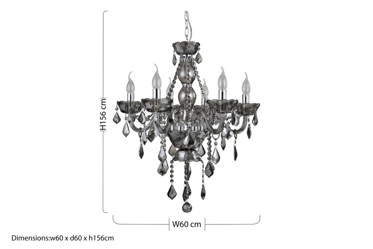 Murano Smoked Chrome & Crystal Chandelier