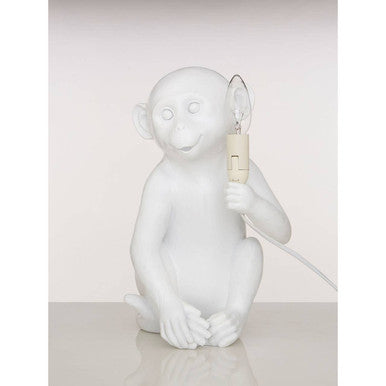 Boho White Monkey Table Lamp