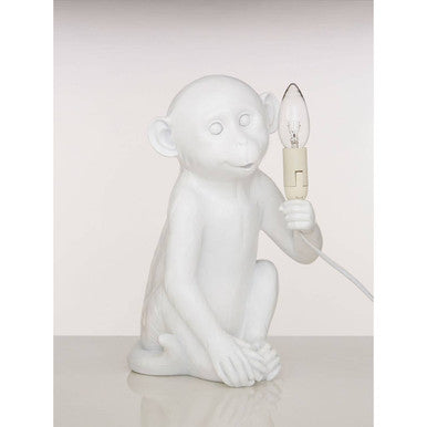 Boho White Monkey Table Lamp