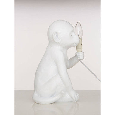 Boho White Monkey Table Lamp