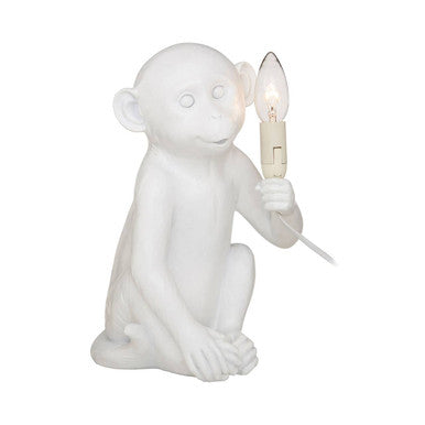 Boho White Monkey Table Lamp