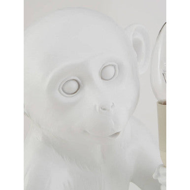 Boho White Monkey Table Lamp