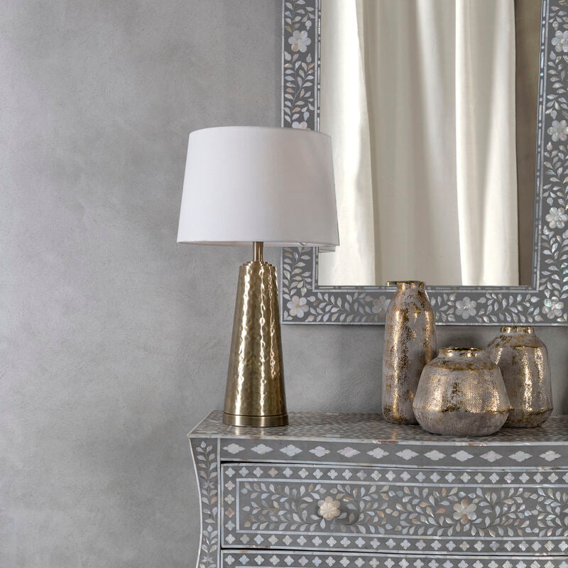 Spiridon Antique Brass Table Lamp With Cream Shade