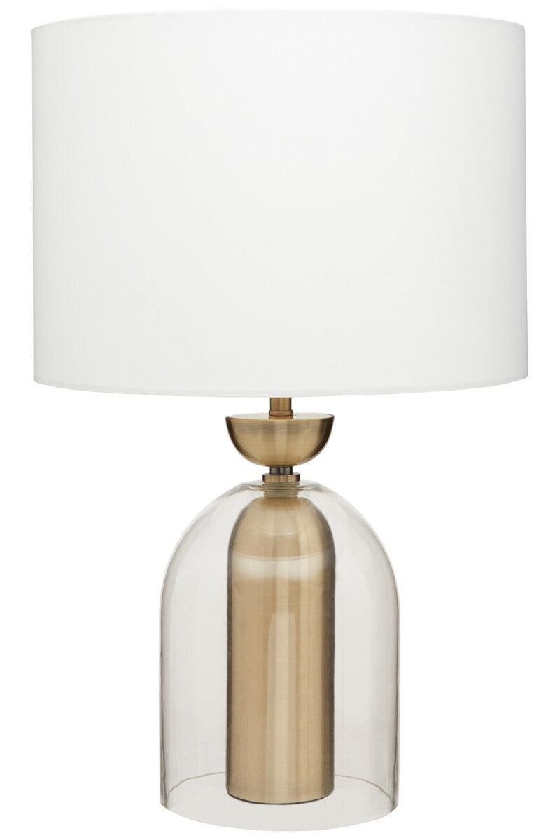Sellis Clear Glass & Antique Brass Metal Table Lamp