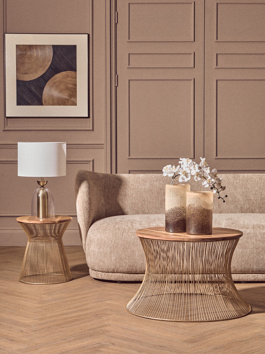Sellis Clear Glass & Antique Brass Metal Table Lamp