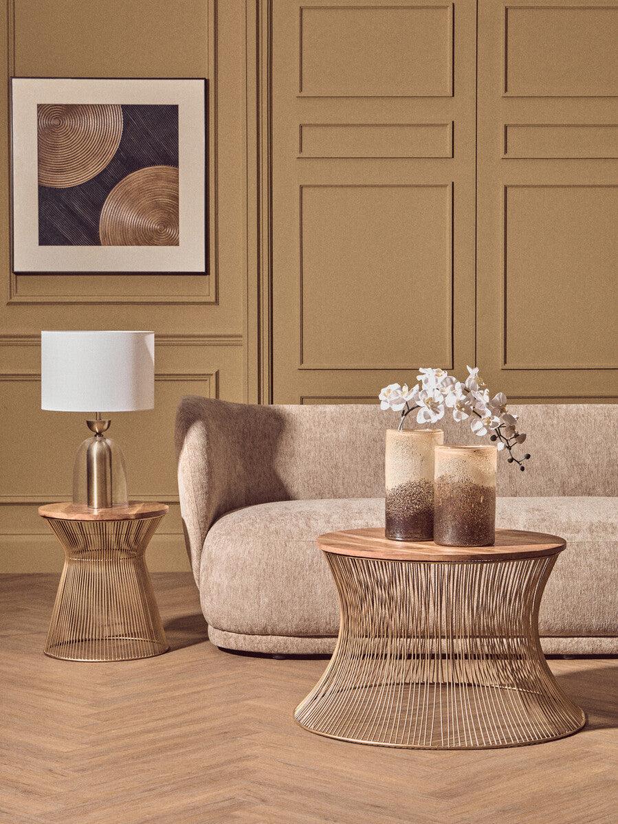 Sellis Clear Glass & Antique Brass Metal Table Lamp