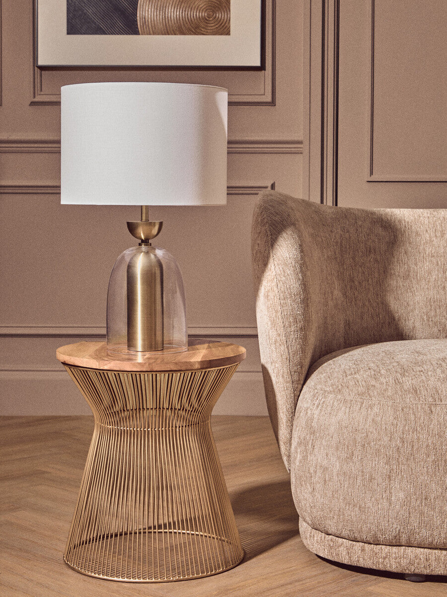 Sellis Clear Glass & Antique Brass Metal Table Lamp