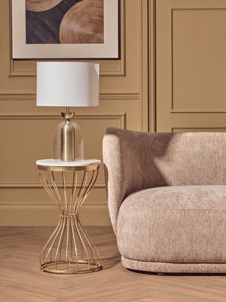 Sellis Clear Glass & Antique Brass Metal Table Lamp