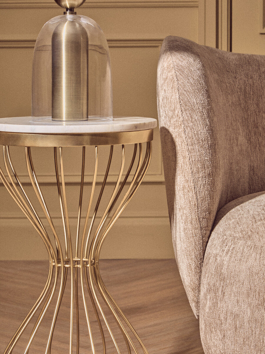 Sellis Clear Glass & Antique Brass Metal Table Lamp