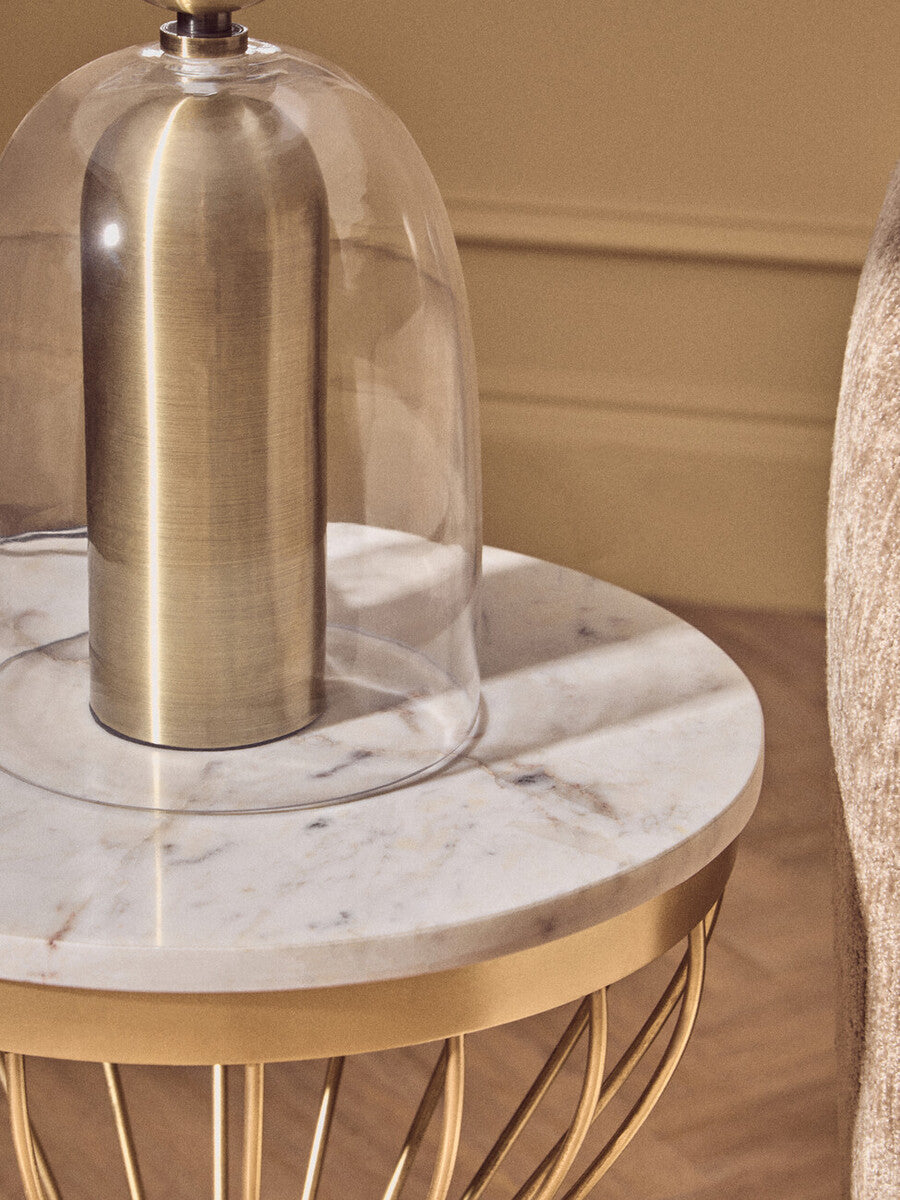 Sellis Clear Glass & Antique Brass Metal Table Lamp