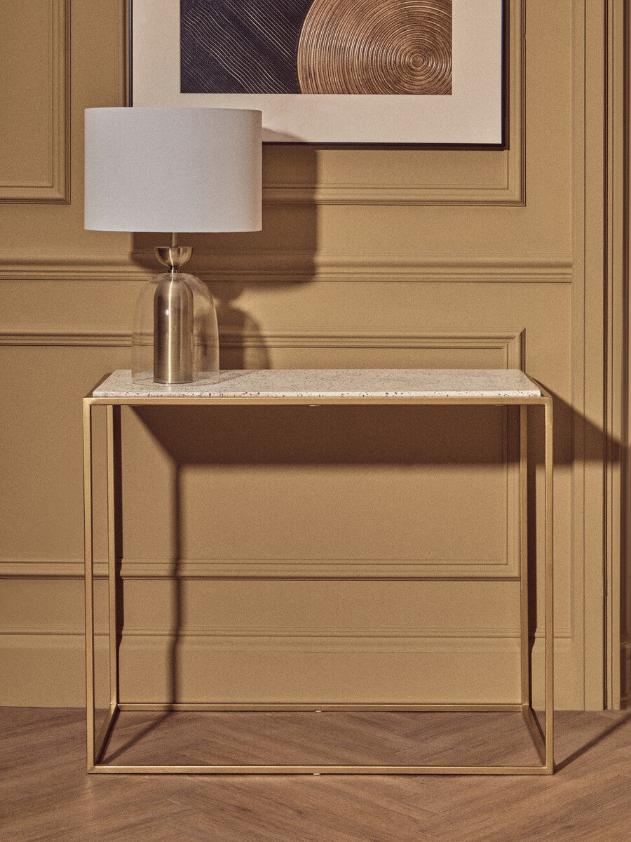 Sellis Clear Glass & Antique Brass Metal Table Lamp