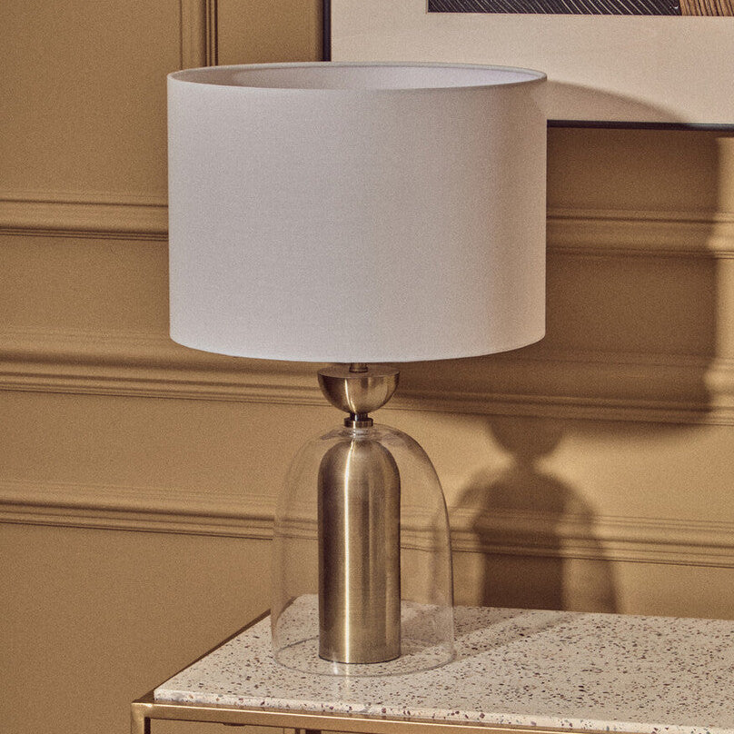 Sellis Clear Glass & Antique Brass Metal Table Lamp