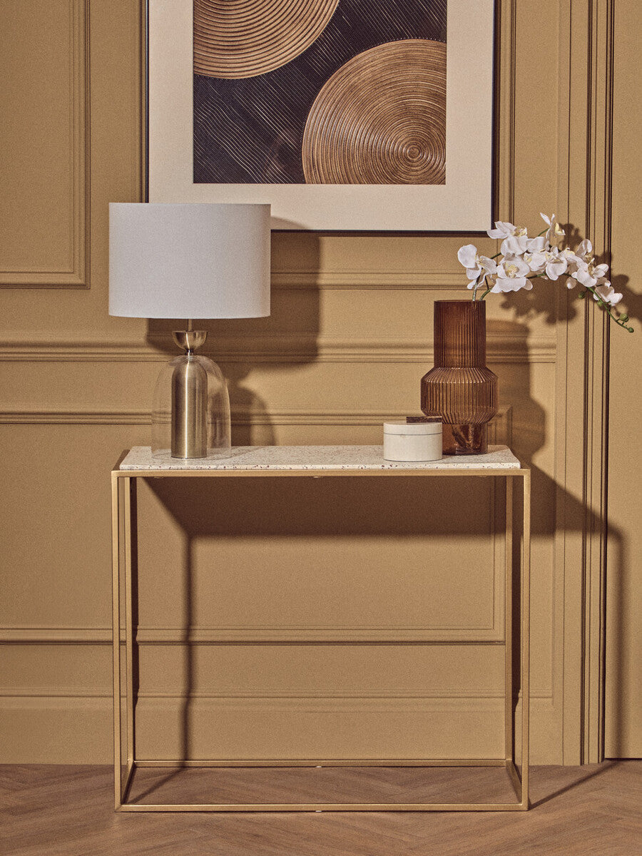 Sellis Clear Glass & Antique Brass Metal Table Lamp