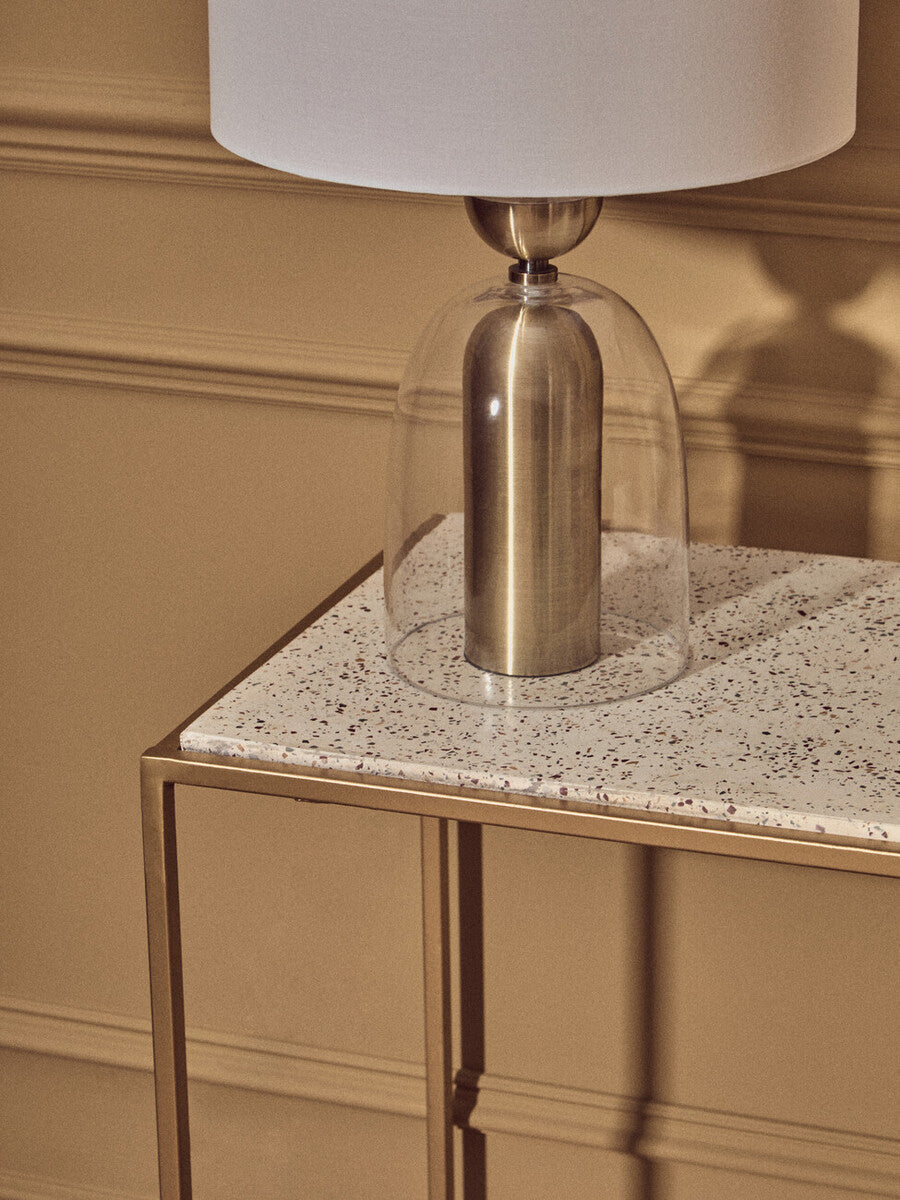Sellis Clear Glass & Antique Brass Metal Table Lamp