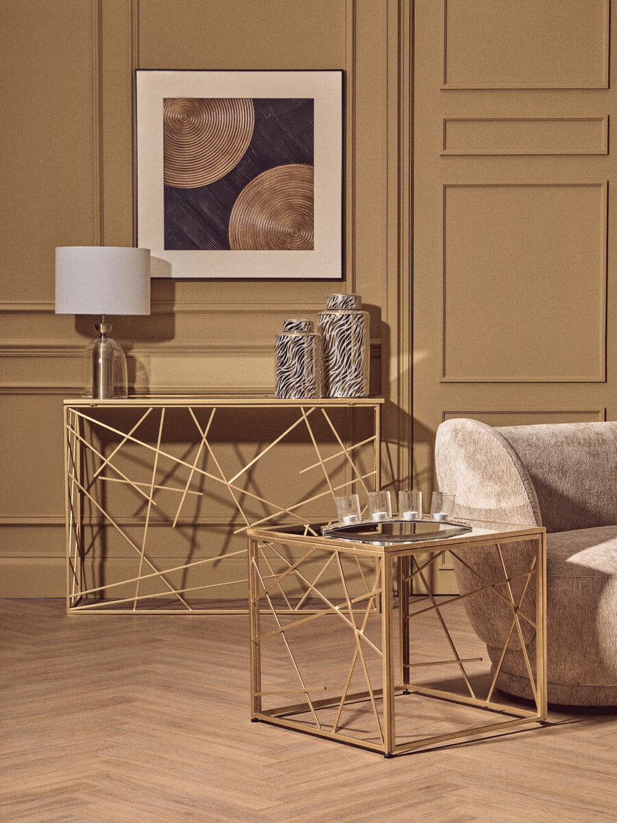 Sellis Clear Glass & Antique Brass Metal Table Lamp