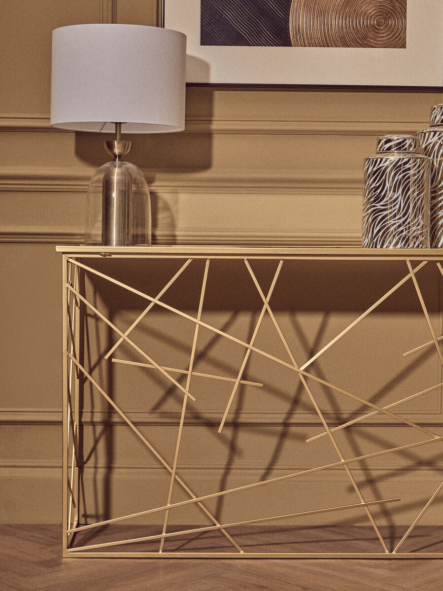 Sellis Clear Glass & Antique Brass Metal Table Lamp