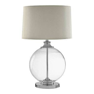 Edna Small Round Glass Table Lamp Ivory Silk Shade