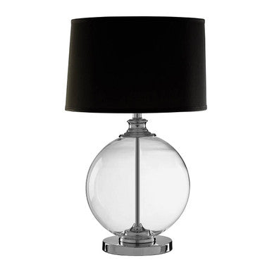 Edna Small Glass Table Lamp With Black Silk Shade