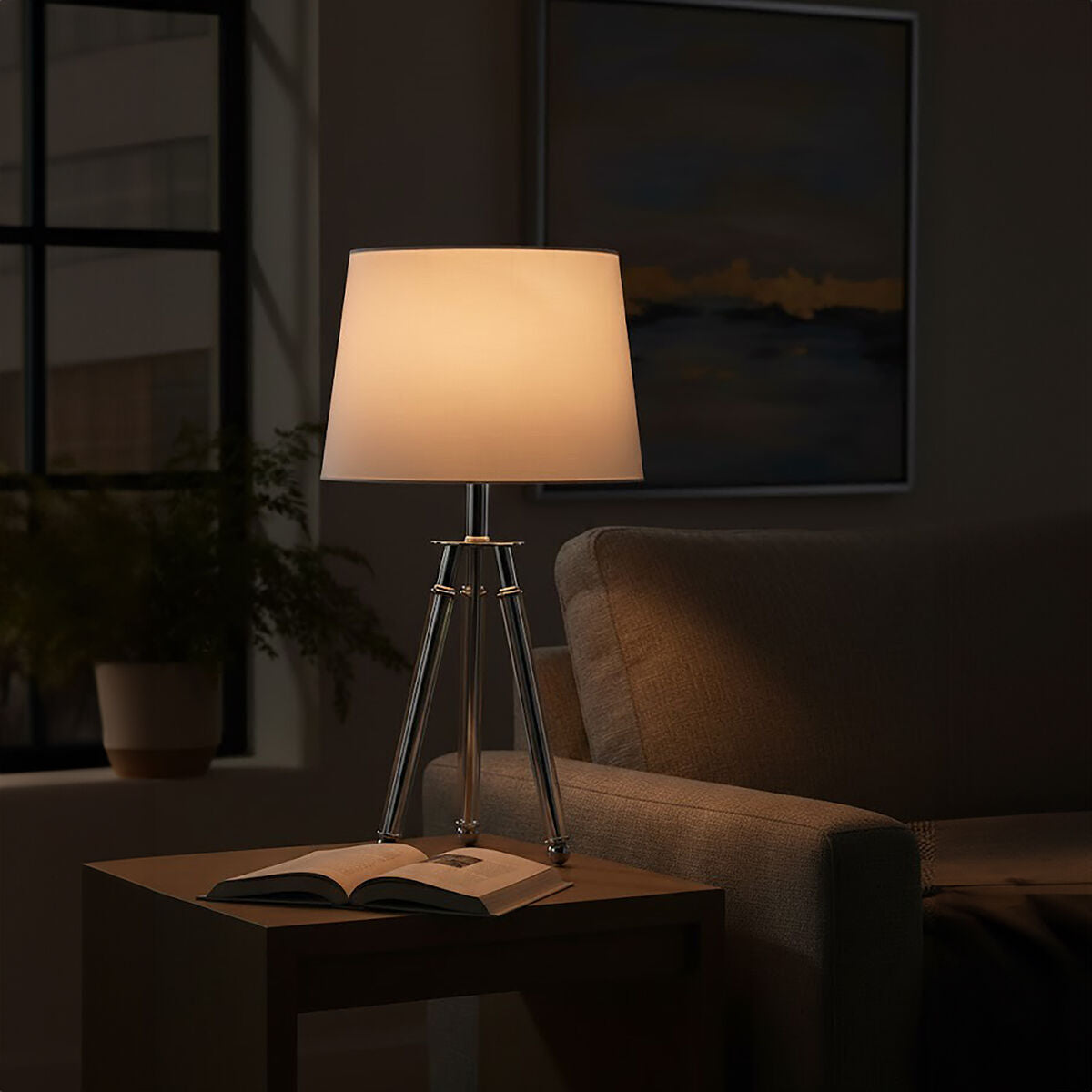 Halia Chrome Tripod Table Lamp