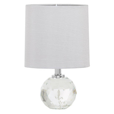 Helma Crystal Base Table Lamp With Grey Shade