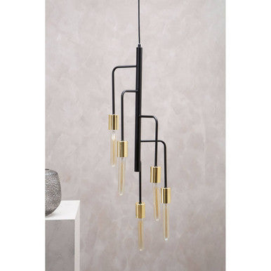Lagona 5 Bulb Gold & Black Pendant Light