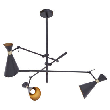 Linox 3 Shade Black & Gold Pendant