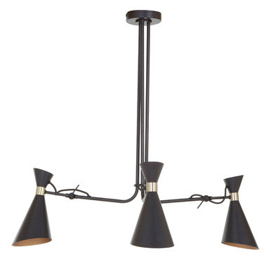 Linox 3 Shade Black & Gold Bent Arm Pendant