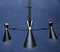 Linox 3 Shade Black & Gold Bent Arm Pendant