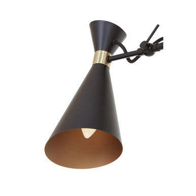 Linox 3 Shade Black & Gold Bent Arm Pendant