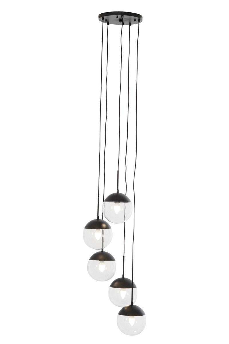 Revive 5 Globe Marble Black Contemporary Pendant Light