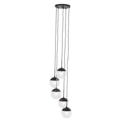 Revive 5 Globe Marble Black Contemporary Pendant Light