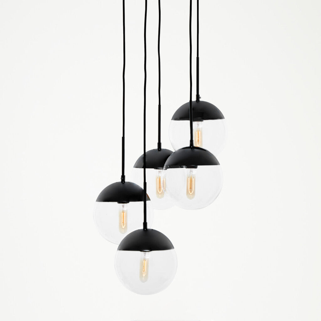 Revive 5 Globe Marble Black Contemporary Pendant Light