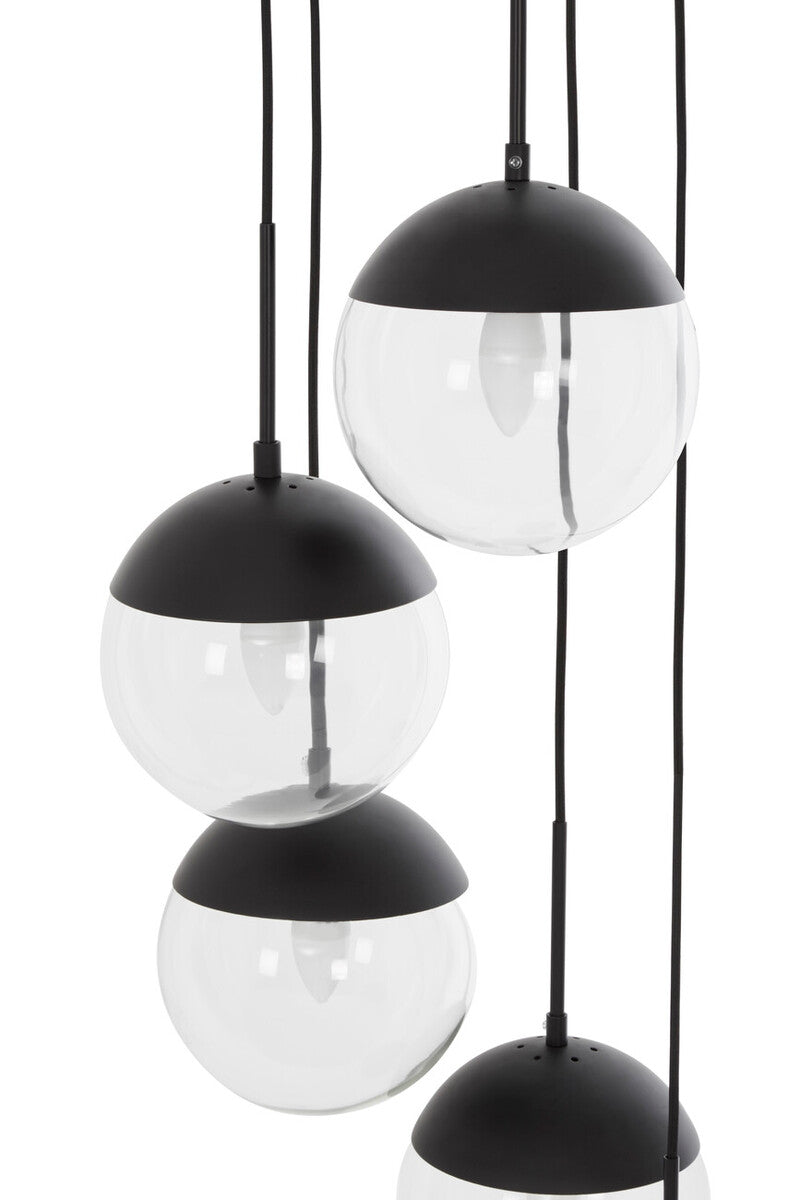 Revive 5 Globe Marble Black Contemporary Pendant Light