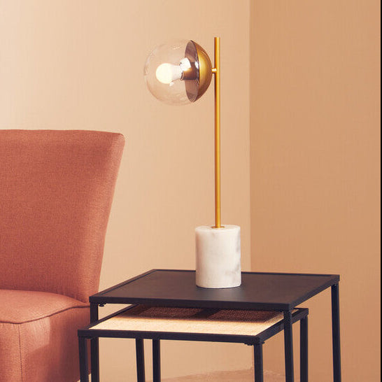 Revive Gold Metal Table Lamp With White Marble Base