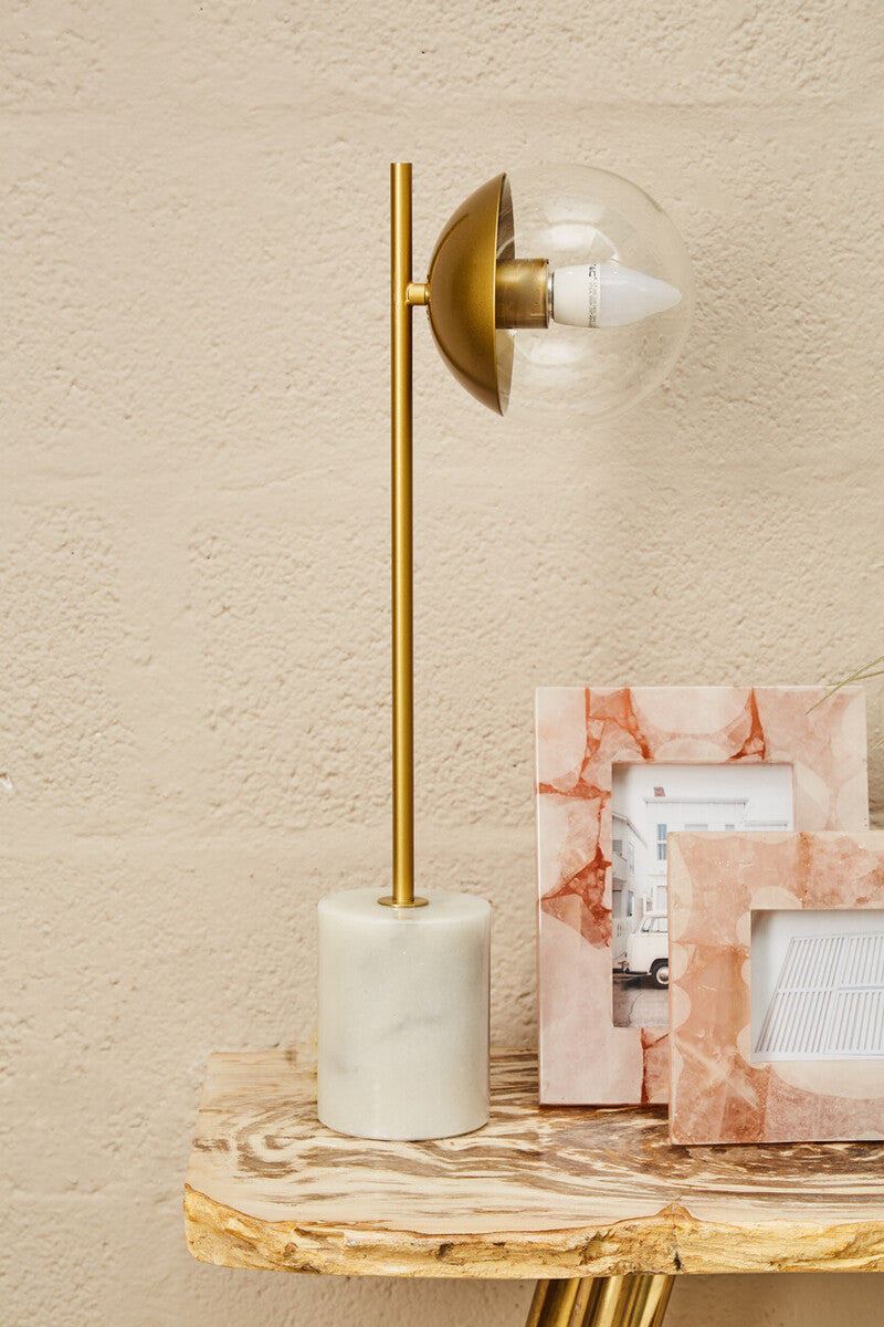 Revive Gold Metal Table Lamp With White Marble Base