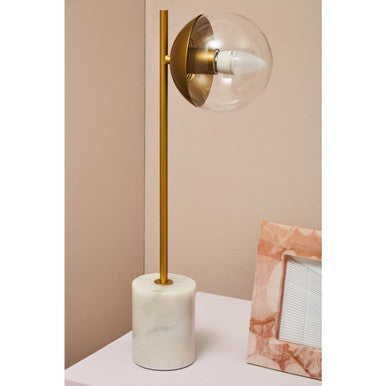 Revive Gold Metal Table Lamp With White Marble Base